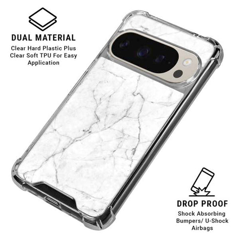 White Marble Pixel 9 Pro XL Clear Case